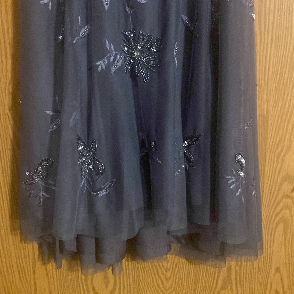 🎉Host Puck🎉 NWT Aidan Mattox Size 6 Charcoal with Sequins Gown - Picture 2 of 12